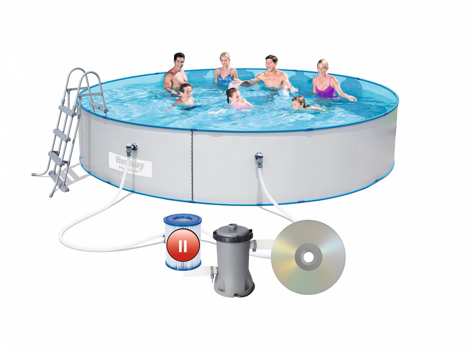 Стальной бассейн Bestway 56386 BW, Hydrium Splasher Pool Set 460х90см, 14110л, фильтр-насос, лестница